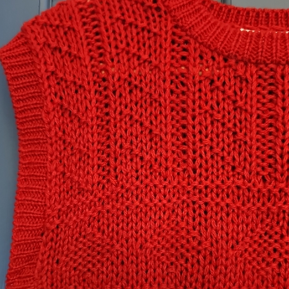 VINTAGE Lindsey Blake Red Knit Sweater Vest Candy Cane Holiday Christmas Xlarge - Picture 4 of 5